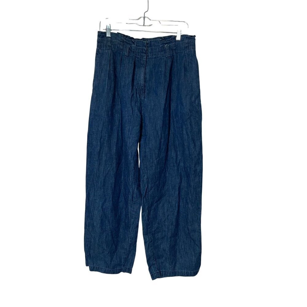 J. Crew Blue Denim Wide-Leg Comfort Elastic Waistband Lightweight Women's Pants